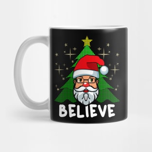 Santa Claus Cartoon Face Christmas Tree Mug